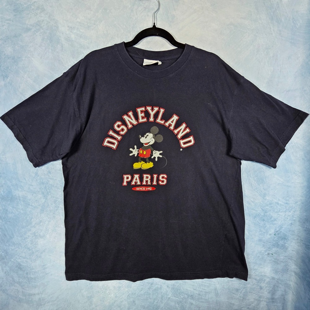 Disneyland Paris Mickey Mouse Navy Blue Graphic T-Shirt Mens L/XL Since 1992